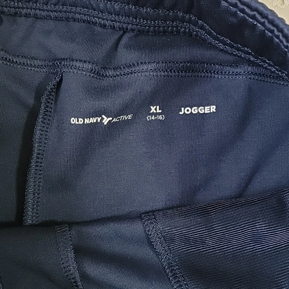 Old Navy Active Kids XL 14-16 Navy‎ Blue Snap Side Jogger Pants Striped NEW